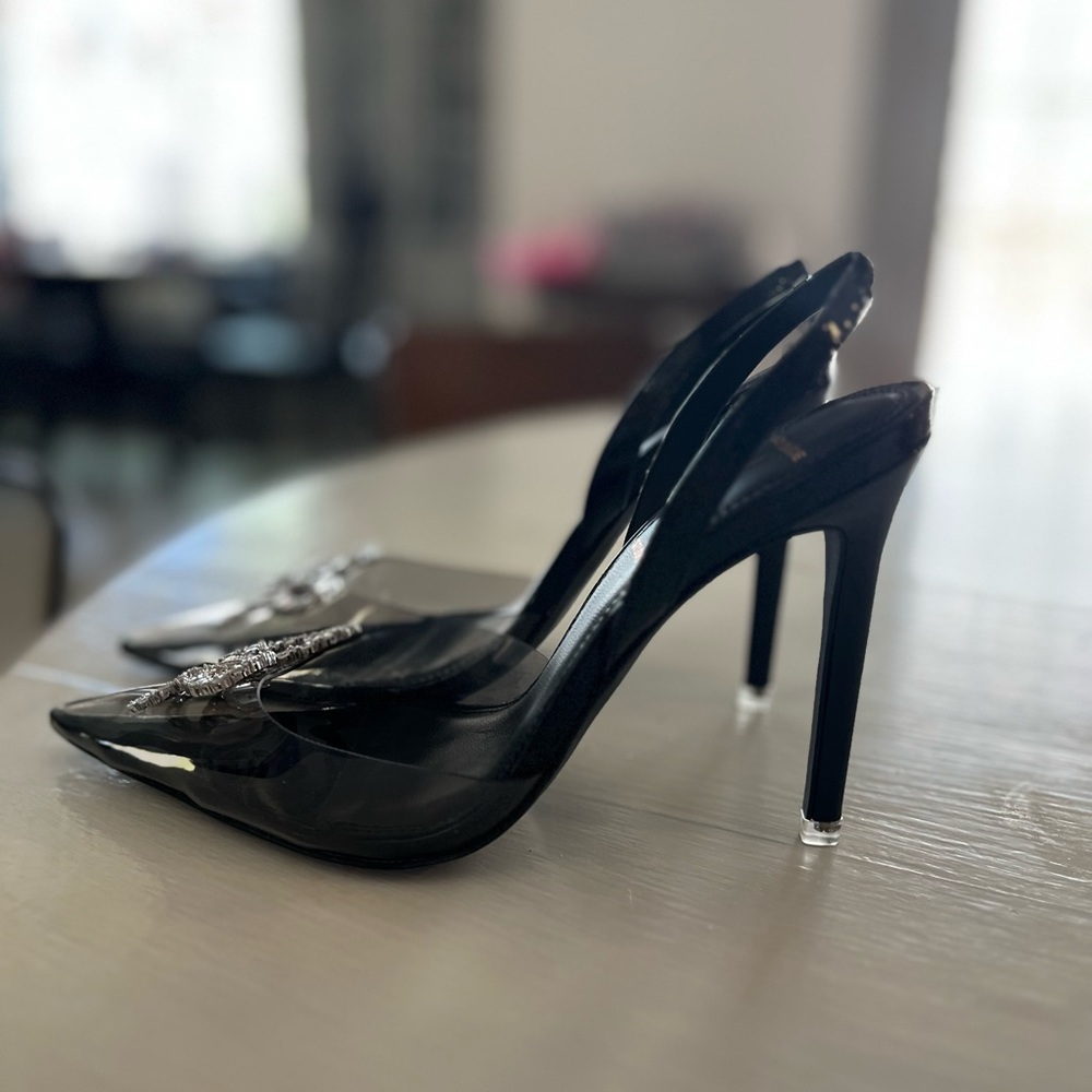 BLACK SUEDE STUDIO. Monroe Slingback Pointed Toe Pump. Size 36! - Picture 7 of 7